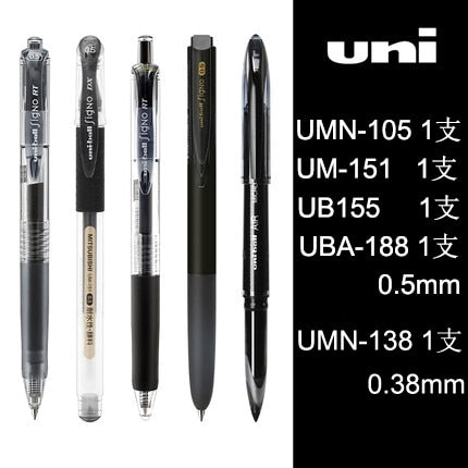 Uniball Pen Set Black Pens Student 0.5/0.38mm Press Pen Test Office Suitable for Everyday Writing