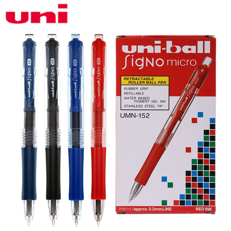 Uniball UMN-152 Signo Gel Pen 0.5mm  Black/Blue/Red/Blue Black Easy Hold Writing Supplies