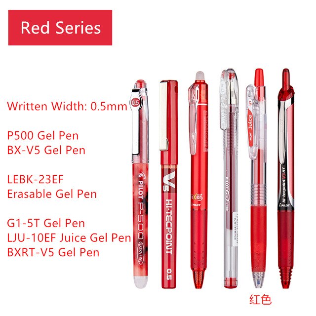 PILOT Colour Gel Pen Collocation P500 BX-V5 LEBK-23EF Erasable Pens G1-5T LJU-10EF Juice Gel Pen BXRT-V5 SW-FL Highlighters